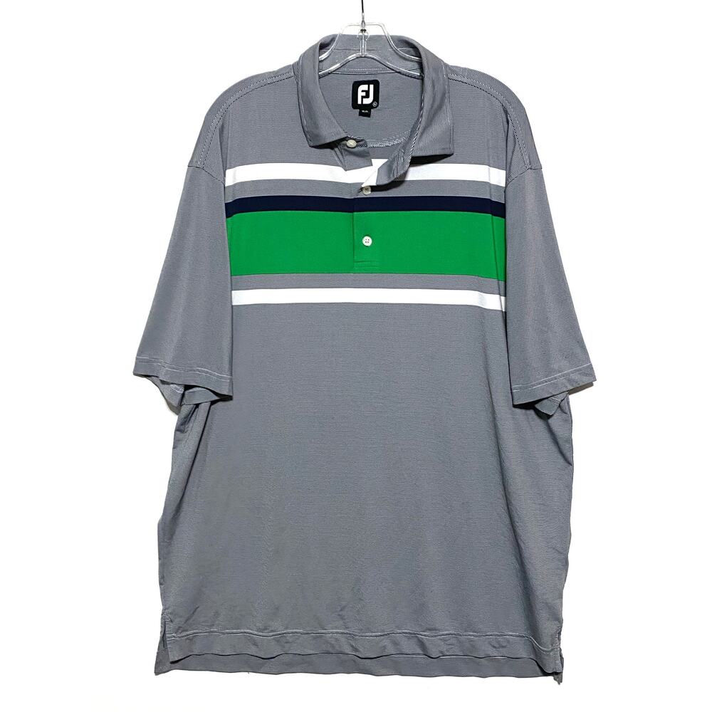 FootJoy Golf Performance Polo Shirt Mens XL Green Colorblock Athleisure Preppy